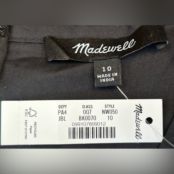 NWT Madewell Black V-Neck Circle Midi Dress with Pockets, Sizes XS (0) & L (10) - Picture 13 of 16